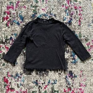 Zara Baby Girls Grey Long Sleeve Ribbed Mock Neck T-Shirt Top Sz 3-4